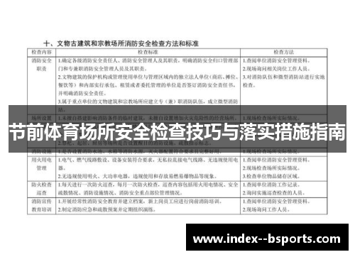 节前体育场所安全检查技巧与落实措施指南